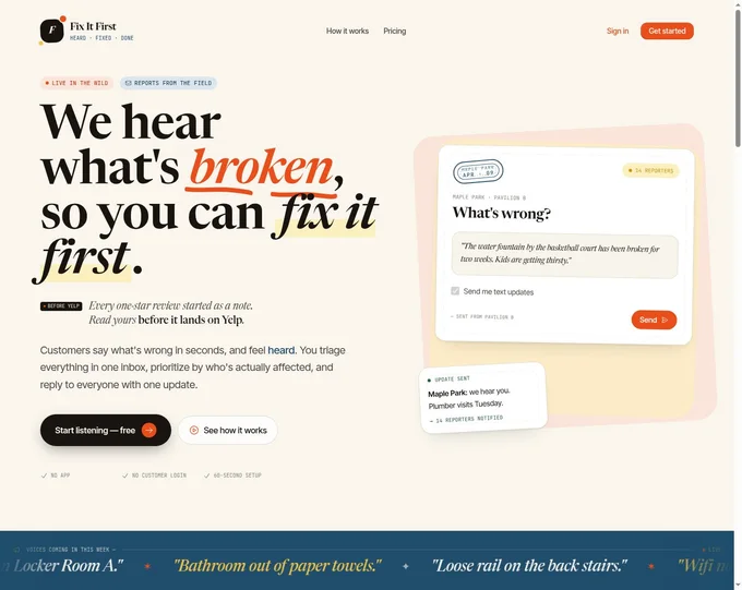 Screenshot of Fix It First