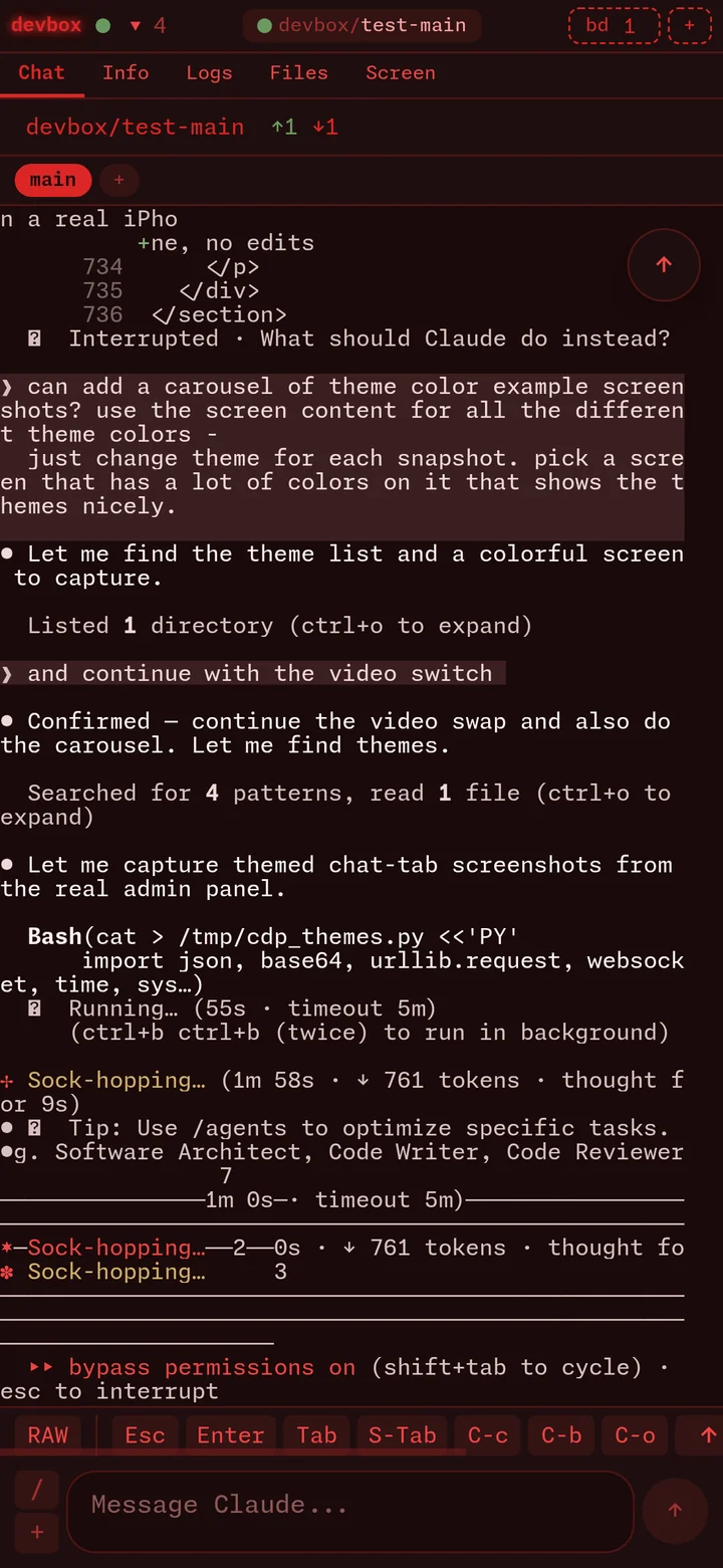 Chat tab with Crimson theme
