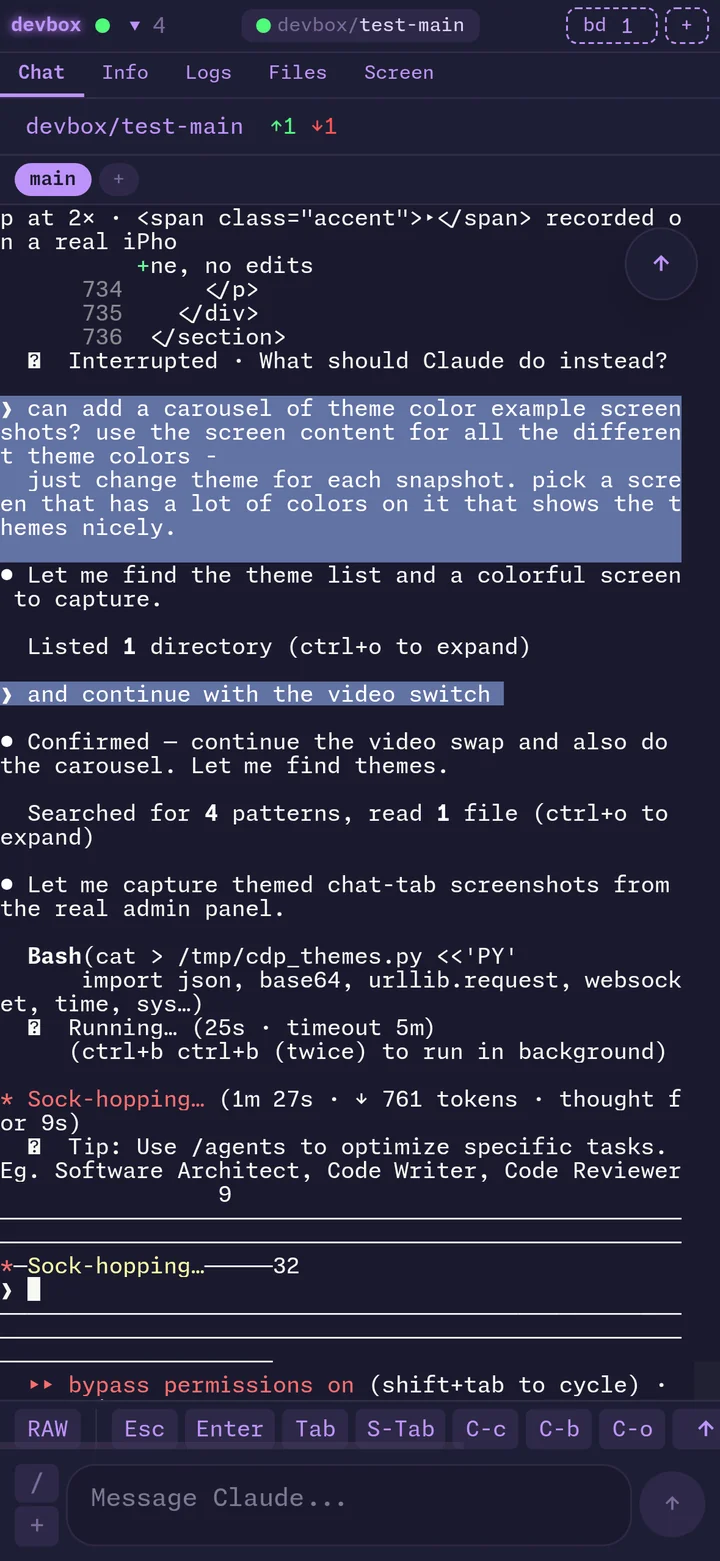 Chat tab with Dracula theme