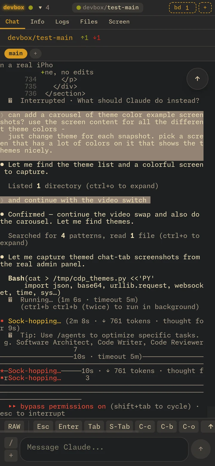 Chat tab with Gruvbox theme