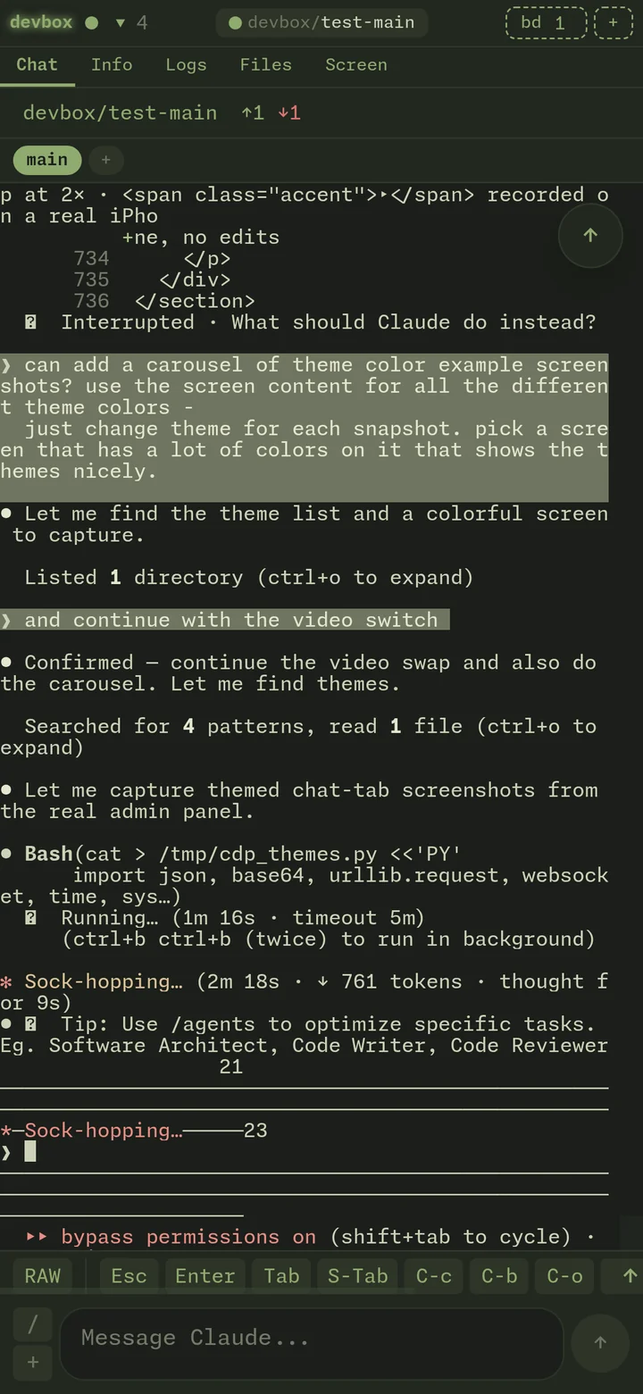 Chat tab with Moss theme